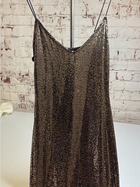 Mind Code Bronze Sequin Strapless Slip Dress